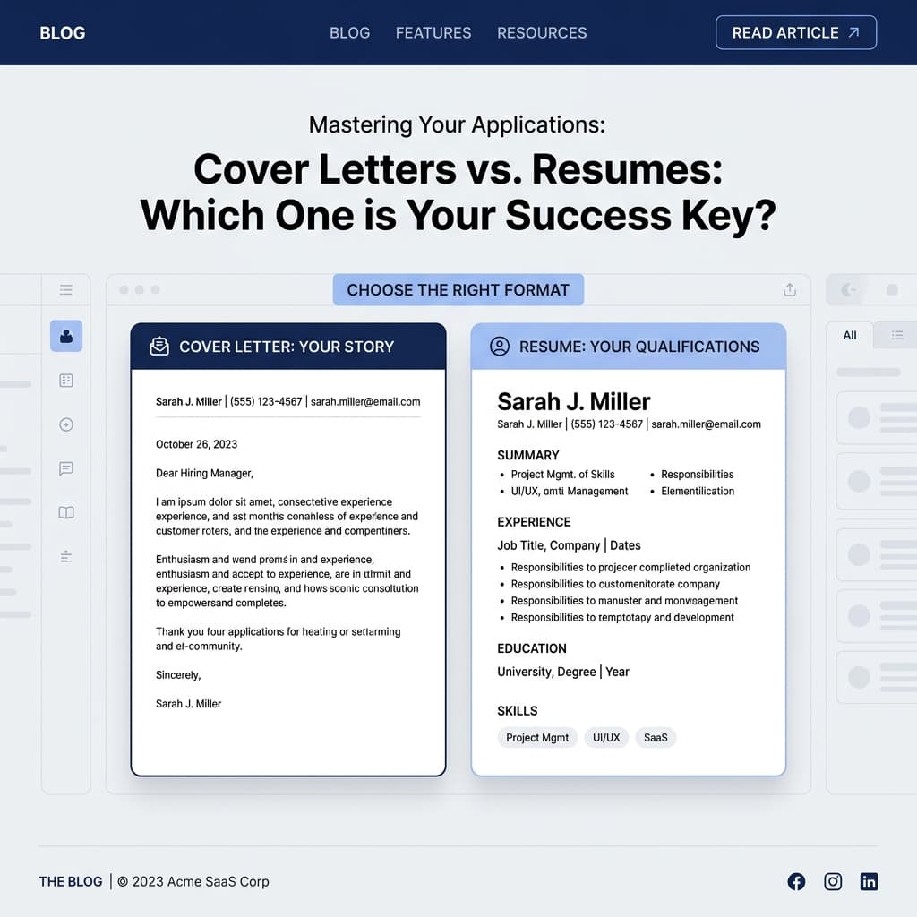Comparison between a cover letter and a resume document