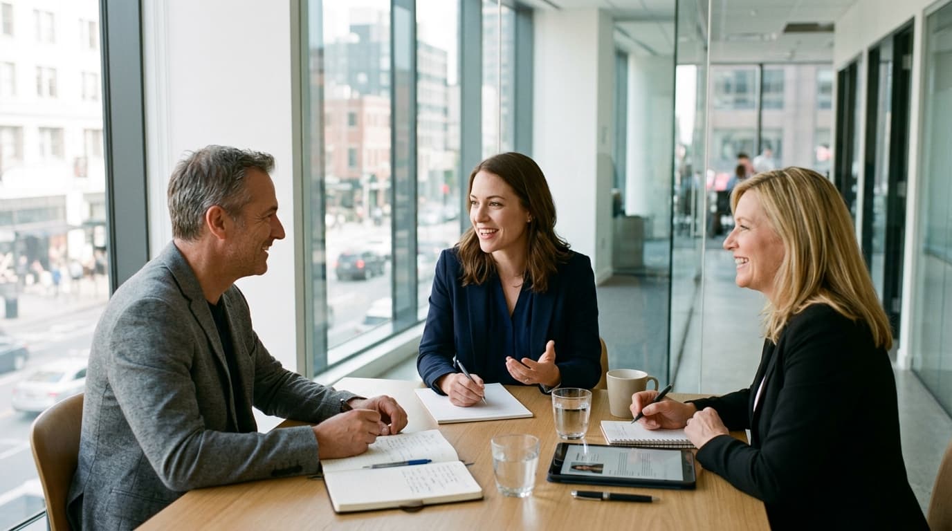 Professional reviewing a modernized career transition resume on a digital workspace tablet
